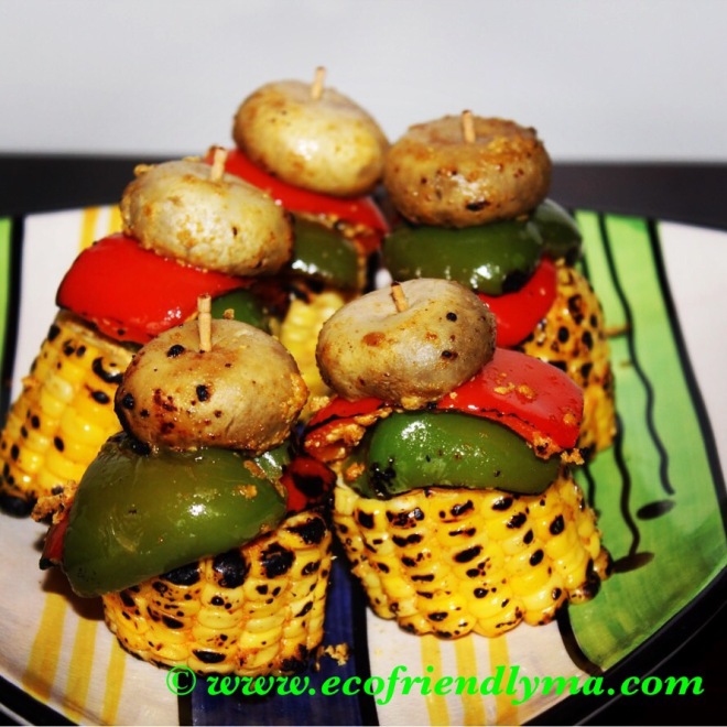 homemade veg bbq recipe sweetcorn bell peppers capsicum mushroom